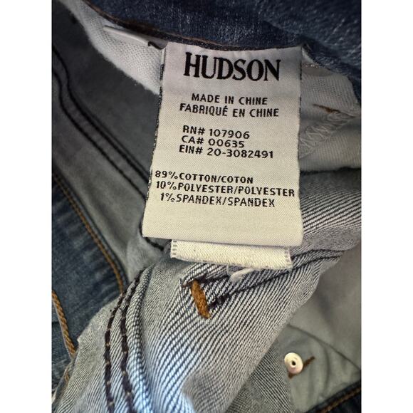 Hudson Krista Ankle Skinny Fit Raw Hem Medium Wash Medium Rise Light Distressed - Picture 6 of 8